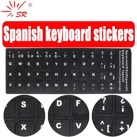SR Standard Spanish Language Keyboard Stickers Protective Film Layout with Button Letters ...