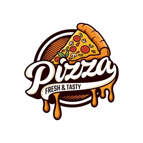 Pizzeria Vector Emblem on blackboard. Pizza logo template. Vector ...