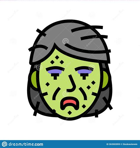 Zombie Scary Color Icon Vector Illustration Stock Vector - Illustration ...