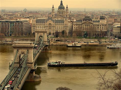 The Széchenyi Chain Bridge is located in Budapest Hungary and was ...