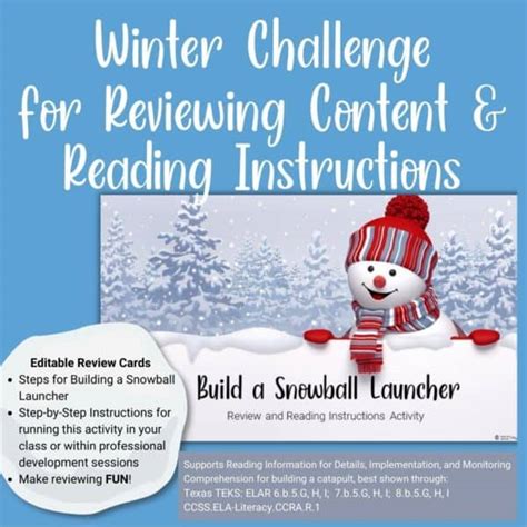 Build a Snowball Launcher - Reading Instructions & Review Activity