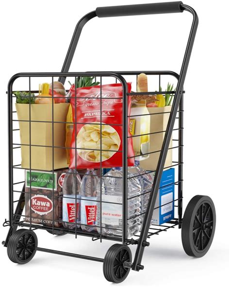 Folding Shopping Cart with Humanized Soft Handle, Holds up to 176 lbs ...