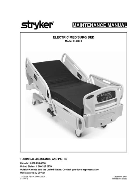 Stryker FL28EX Hospital Bed - Service Manual | Electrical Connector | Screw