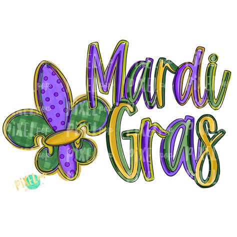 Mardi Gras Fleur de Lis PNG | Mardi Gras Design | New Orleans Art | Hand Painted Design | Mardi ...