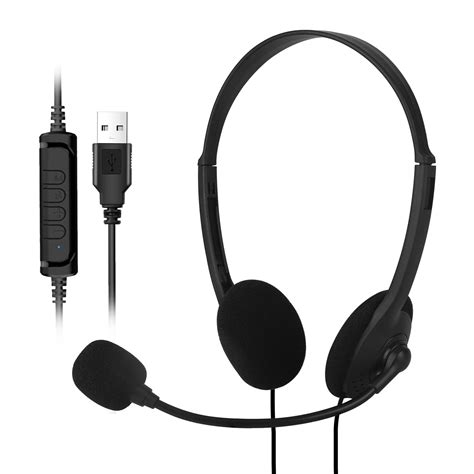 USB Headset with Microphone Noise Cancelling, Stereo Computer Headphones with Boom Mic & Volume ...