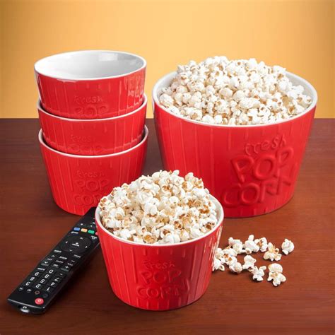 Couch Time Ceramic Popcorn Bowl Set | Popcorn bowl, Snack bowls, White ...