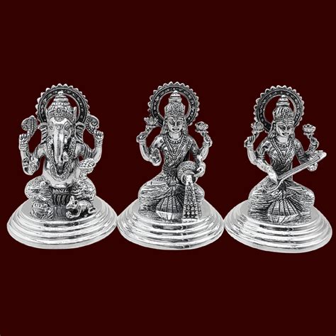 Lord Ganesha With Goddess Mahalakshmi Idol In Pure Silver | lupon.gov.ph