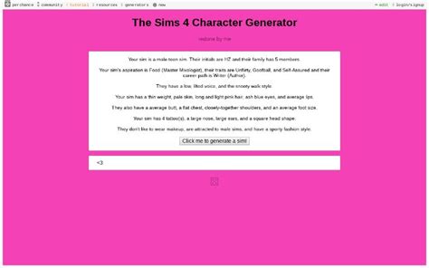 The Sims 4 Character Generator