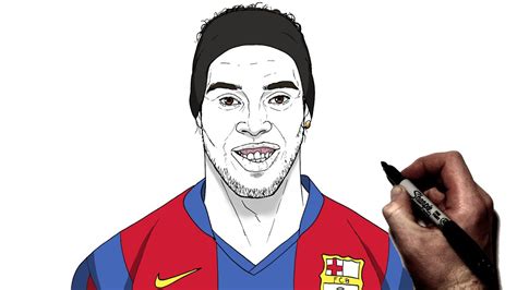 How to Draw Ronaldhinho | Step By Step | Football: Soccer - YouTube