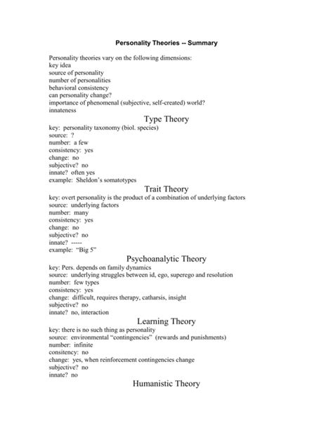 Personality Theories