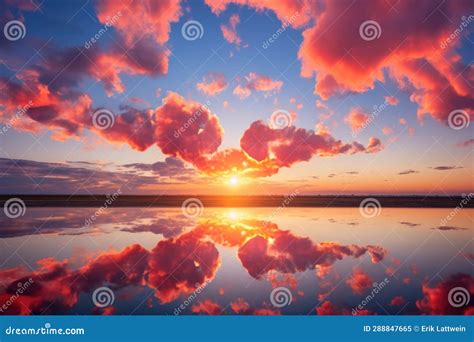 Wonderful Sunset Sky with Heart Shaped Clouds with Vibrant Colors ...