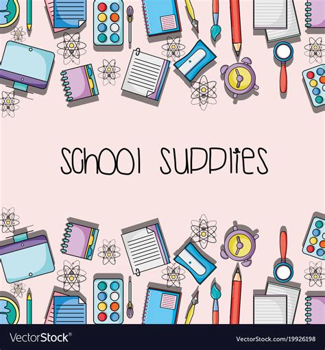 Education school supplies background design Vector Image