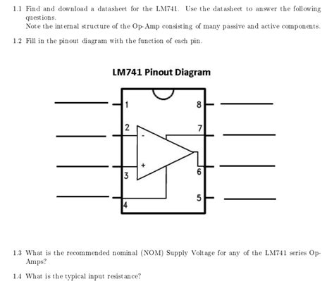 SOLVED: 1.1 Find and download a datasheet for the LM741. Use the datasheet to answer the ...