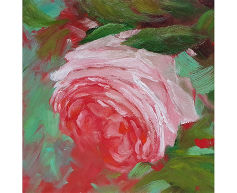 Small Pink Rose Oil Painting Art Print Reproduction - Etsy