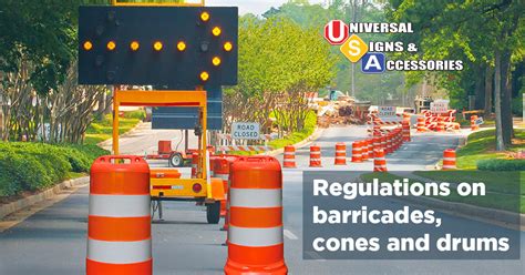 MUTCD Regulations on traffic control barricades, cones and drums - USA