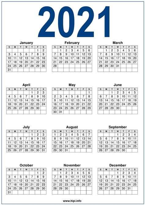 Printable Free 2021 Calendar | Free Letter Templates