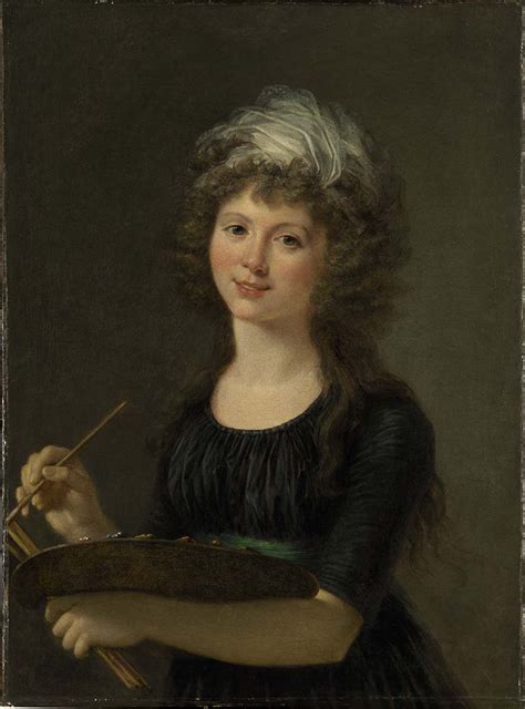 Portrait of the artist, three-quarter-length, holding a palette and brushes Lamballe, Fine Arts ...