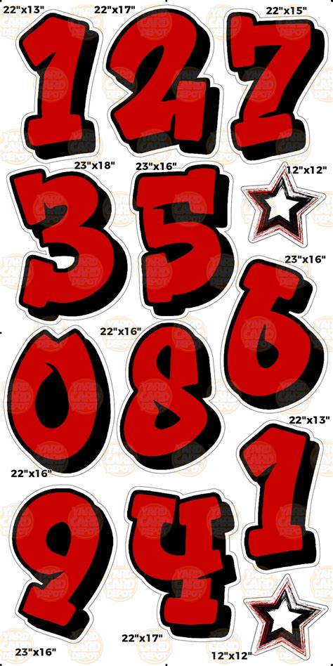 MA Graffiti Number Set- Red & Black — Yard Card Depot