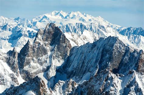 Aerial View of Chamonix Valley Mountains Montblanc in France in Winter Stock Image - Image of ...