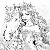 Premium AI Image  Enchanted Unicorn Royalty Coloring Fun With A Princess sketch template