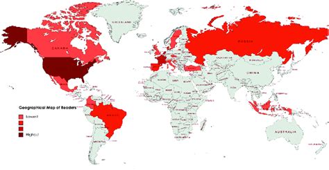 Geographical map of reader's publications of SU Hassan. | Download ...