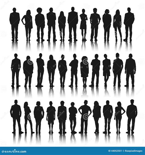 Silhouette Group of People Standing Stock Illustration - Illustration of mature, people: 44052501