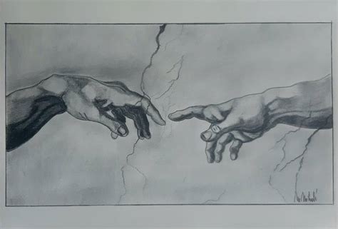 The Touch of God - Michelangelo (reinterpretation detail) Drawing by ...