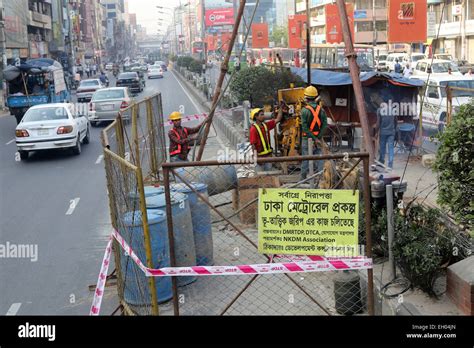 Dhaka, Bangladesh. 4th March, 2015. Metro rail project staff Stock ...