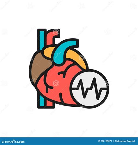 Obesity Heart, Visceral Fat, Heart Attack Flat Color Line Icon. Stock Illustration ...