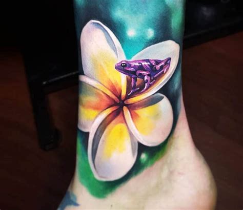 Little Frog on Flower tattoo by Tyler Malek | Photo 18908