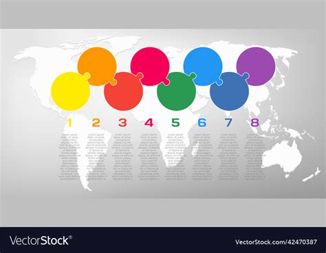 Eight piece line infographic jigsaw puzzle process