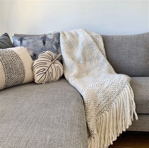 Ivory chunky knit throw blanket for bed chair couch or sofa. | Etsy | Chunky knit throw blanket ...