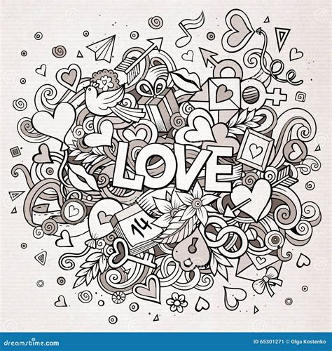 Cartoon Vector Hand Drawn Doodle Love Illustration Stock Vector - Illustration of doodles ...