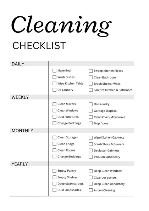 Office Cleaning Checklist Printable