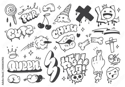 Set of hand drawn graffiti doodle vector illustration Stock Vector ...