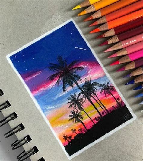 Colored Pencil Sunset By Paperdoodles