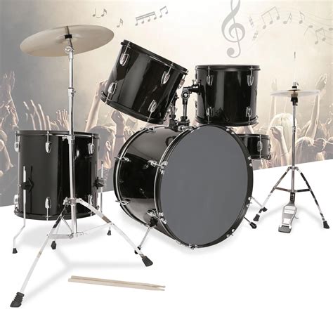 5 Piece Complete Adult Drum Set Cymbals Full Size Kit with Stool ...