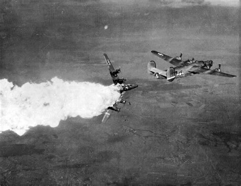 The Consolidated B-24 Liberator "Blue I" bomber shot down during a raid on a chemical complex in ...