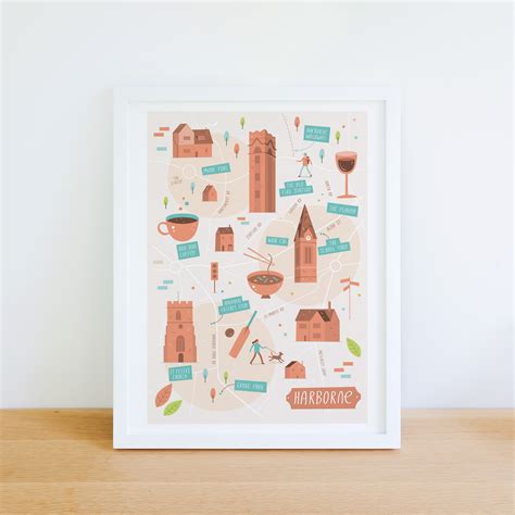 Harborne Map, Harborne Illustrated Map, Harborne Art, Harborne Poster, Harborne Graphic Poster ...