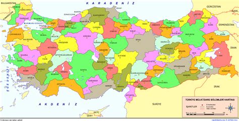 Türkiye'nin illeri ve bölgeleri renkli harita