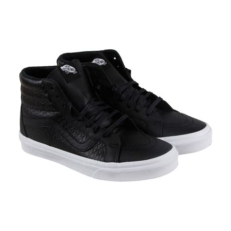 Vans - Vans Sk8 Hi Reissue Mens Black Leather High Top Lace Up Sneakers ...