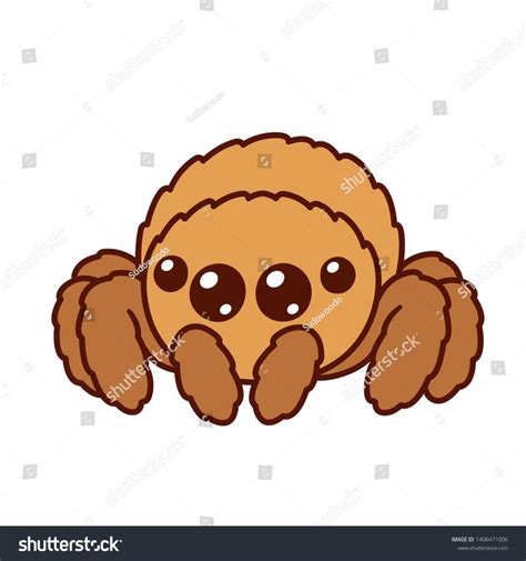 Cute cartoon fluffy spider with big shiny eyes. Kawaii spider character drawing, isolated vector ...