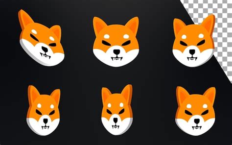 Premium PSD | Shiba inu creative logo set 3d render illustration dark ...