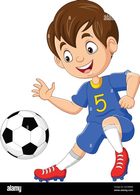 Niño de dibujos animados jugando al fútbol Imagen Vector de stock - Alamy