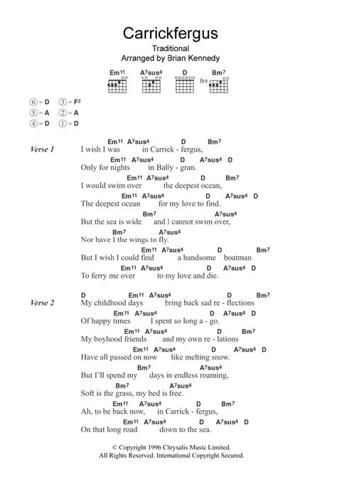 Carrickfergus by Brian Kennedy - Guitar Chords/Lyrics - Guitar Instructor