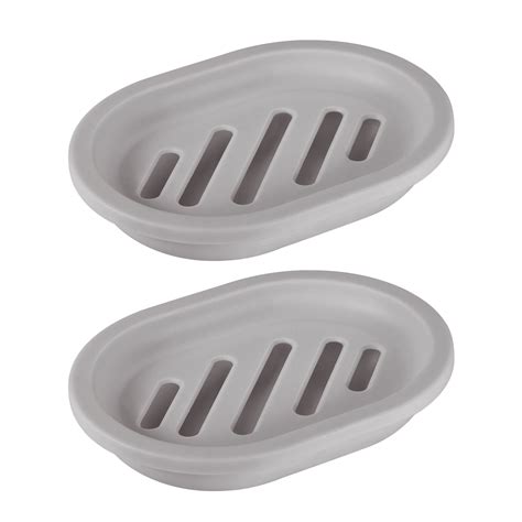 Soap Dish Holder, Plastic Soap Rack Saver Gray for Shower Bathroom and Kitchen 2pcs - Walmart ...