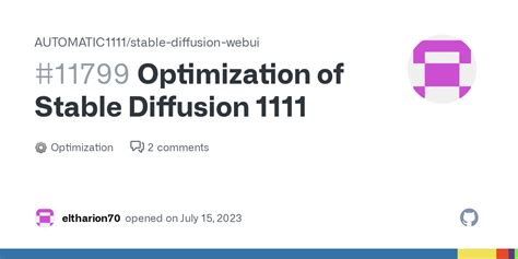 Optimization of Stable Diffusion 1111 · AUTOMATIC1111 stable-diffusion ...