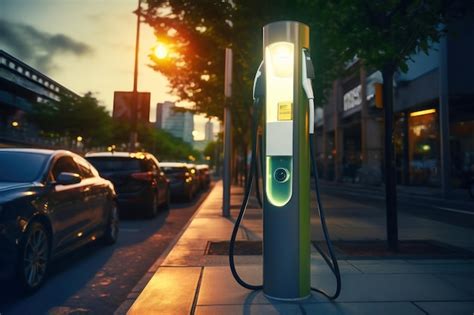 Premium AI Image | Fast charging stations for electric vehicles in a modern city at night ...