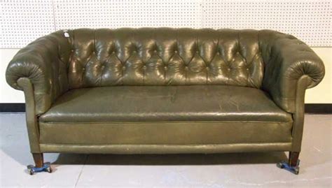 157: Vintage Leather Davenport Sofa