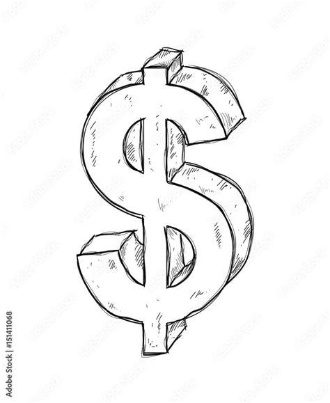 Sketch of dollar sign on white background Stock Vector | Adobe Stock